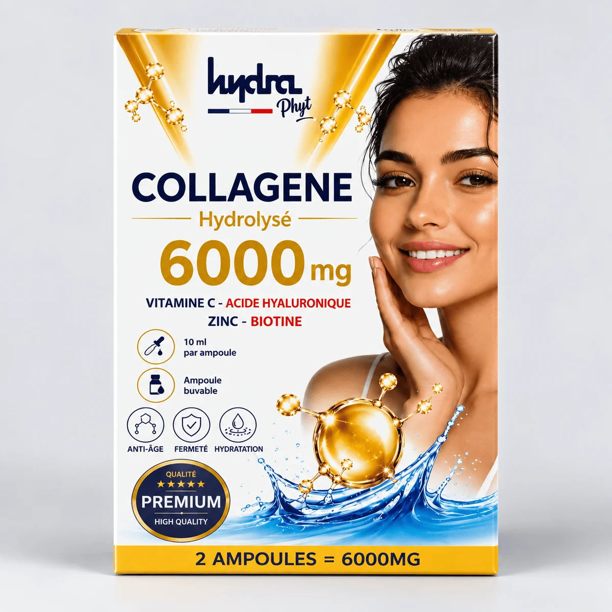Collagène Marin Hydrolysé Hydra Phyt – 6000 mg pour 2 ampoules